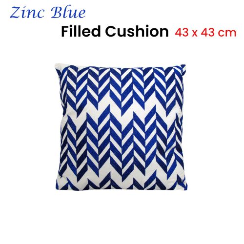 Zinc Embroidered Blue Filled Cushion 43 x 43 cm by J.elliot