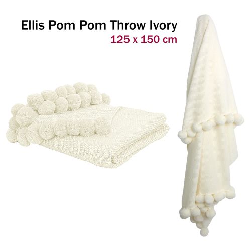 Ellis Pom Pom Throw Ivory by J.elliot