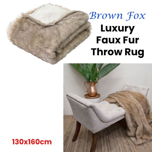 Brown Fox Luxury Faux Fur Throw 130 x 160cm by J Elliot Home