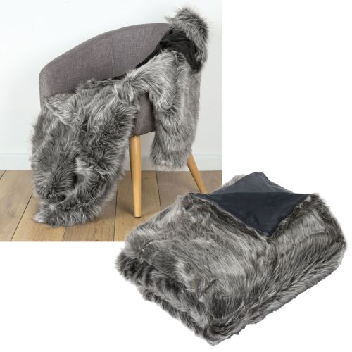 Luxury Wolf Faux Fur Throw 125 x 150cm by IDC Homewares
