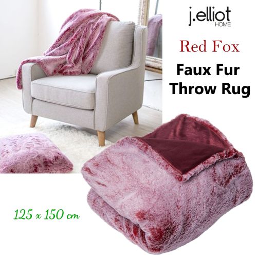 Luxury Faux Fur Throw Rug Red Fox 125 x 150 cm by J.elliot