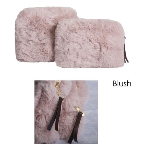 Demi Set of 2 Super Plush Faux Fur Cosmetic Pouches by J.elliot