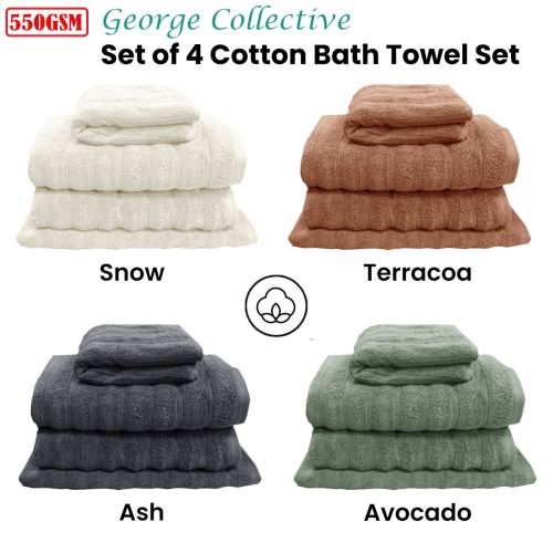 Set of 4 George Collective Cotton Bath Towel Set by J Elliot Home