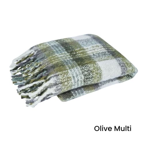 Aiden Faux Mohair Throw Rug with Fringe 130 x 160cm by J Elliot Home