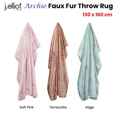 Archie Faux Fur Throw Rug 130 x 160cm by J Elliot Home
