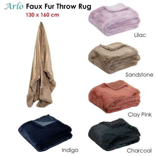 Arlo Super Plush Faux Fur Throw Rug 130 x 160 cm by J.elliot