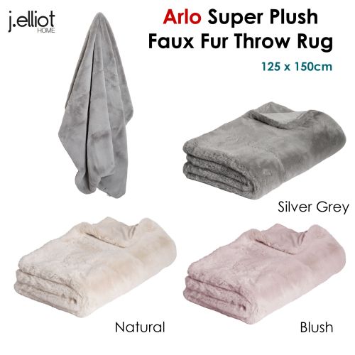 Arlo Super Plush Faux Fur Throw Rug 125 x 150 cm by J.elliot