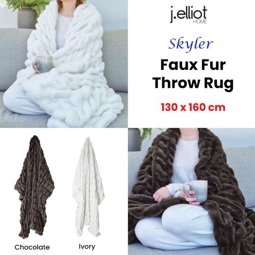 Skyler Faux Fur Throw Rug 130 x 160cm by J Elliot Home