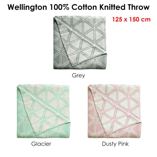Wellington 100% Cotton Knitted Throw Rug 125 x 150 cm