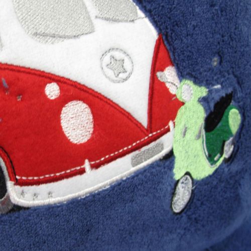 Bus & Scooter Embroidered Plush Throw and Cushion by Jiggle and Giggle