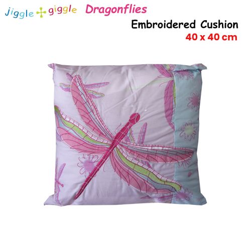 Dragonflies Embroidered Cushion 40 x 40 cm by Jiggle and Giggle