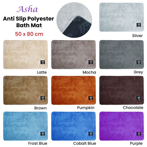 Asha Anti Slip Polyester Bath Mat 50 x 80 cm