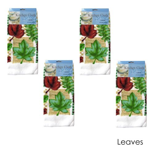 Set of 4 Microfibre Printed Tea Towels 38 x 64 cm