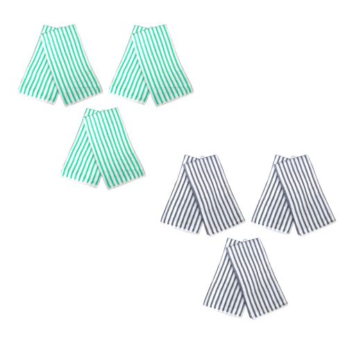 Set of 6 Microfibre Striped Tea Towels 40 x 60 cm