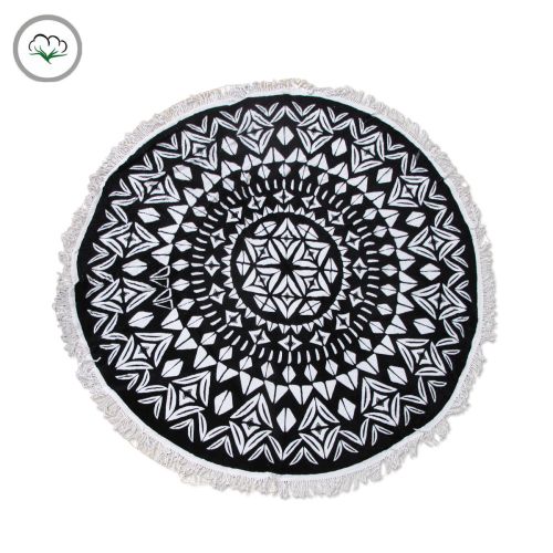 Ezra Hexagon 100% Cotton Round Beach Towel 150cm Diameter + 5cm Fringe