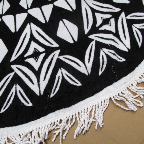 Ezra Hexagon 100% Cotton Round Beach Towel 150cm Diameter + 5cm Fringe