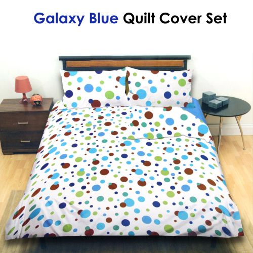 Galaxy Dots Blue Quilt Cover Set Queen