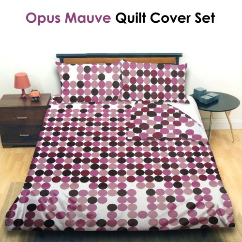 Opus Dots Mauve Quilt Cover Set Queen