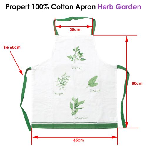 Propert 100% Cotton Apron Herb Garden 65 x 80cm