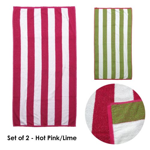 400GSM Set of 2 Reversible Cabana Striped Towels 76 x 152 cm
