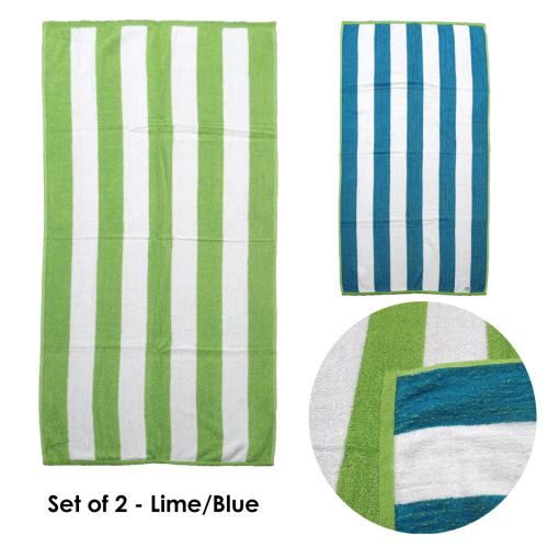 400GSM Set of 2 Reversible Cabana Striped Towels 76 x 152 cm