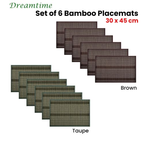 Set of 6 Dreamtime Bamboo Table Placemats 30 x 45cm