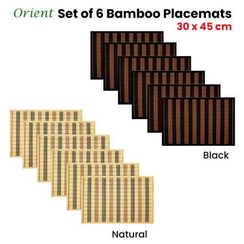 Set of 6 Orient Bamboo Table Placemats 30 x 45cm