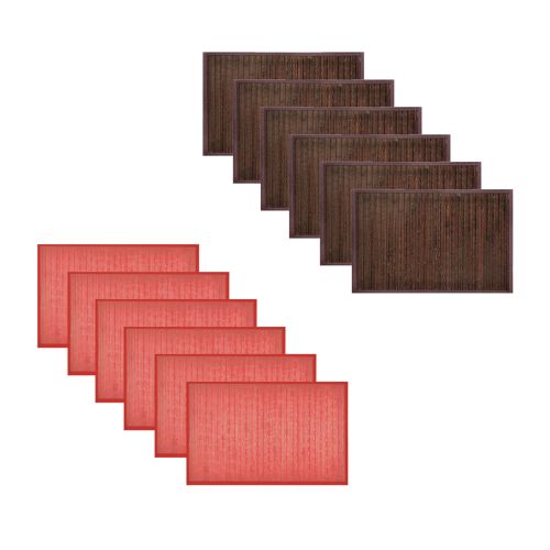 Set of 6 Varnish Bamboo Table Placemats 30 x 45cm