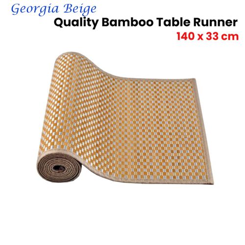 Georgia Beige Gold Bamboo Table Runner 140 x 33cm