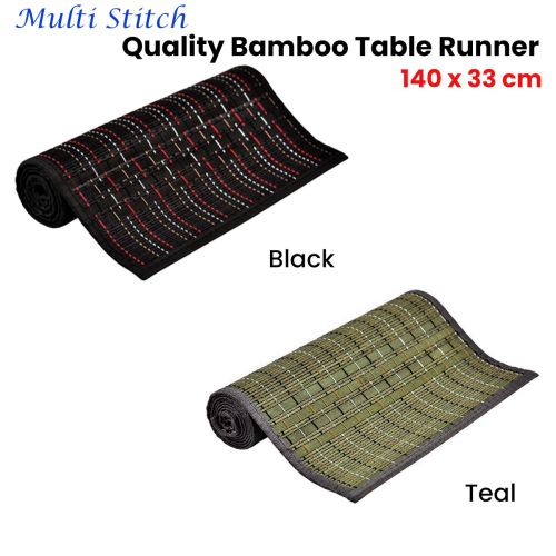 Multi Stitch Bamboo Table Runner 140 x 33cm