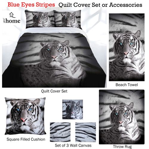 Blue Eyes Stripes Tiger Quilt Cover Set Or Accessories by Just Home