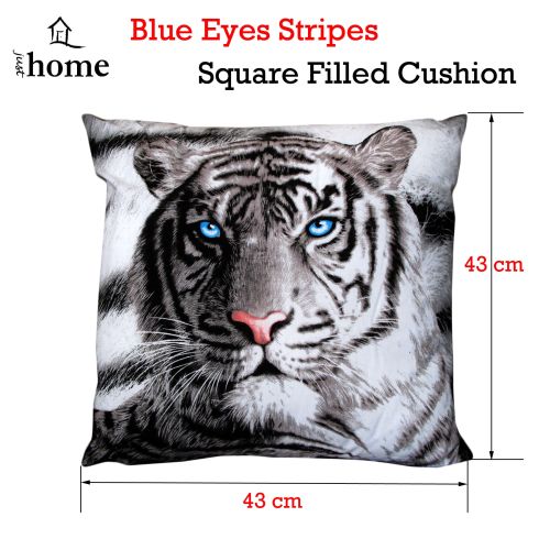 Blue Eyes Stripes Tiger Square Filled Cushion 43 x 43 cm by Just Home