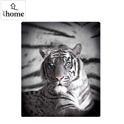 Blue Eyes Stripes Tiger Polar Fleece Throw Rug by Just Home
