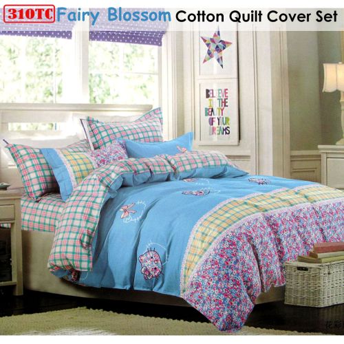 310TC Fairy Blossom Cotton Printed Quilt Cover Set Single