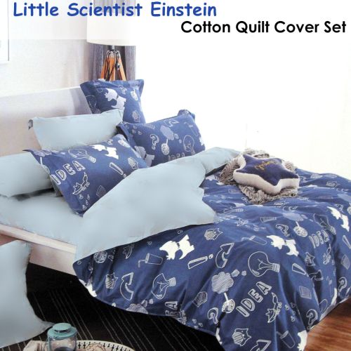 Little Scientist Einstein Cotton Printed Quilt Cover Set Single