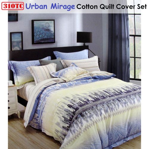 310TC Urban Mirage Cotton Printed Quilt Cover Set Single