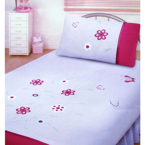 Butterfly Garden Embroidered Quilt Cover Set Single
