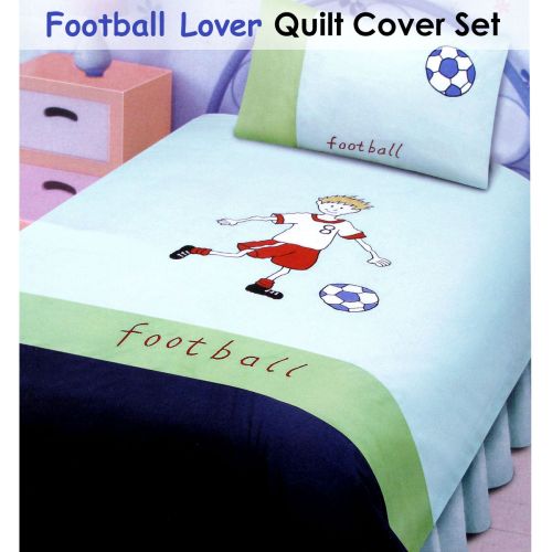 Football Lover Embroidered Quilt Cover Set Single