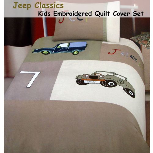 Jeep Classics Collection Embroidered Quilt Cover Set Single