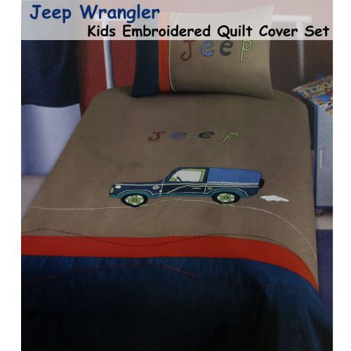 Jeep Wrangler Collection Embroidered Quilt Cover Set Single