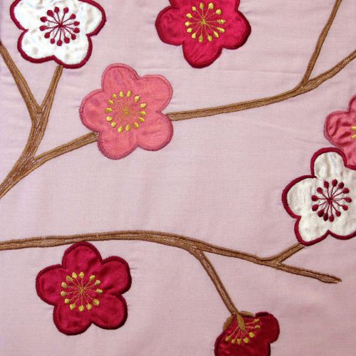 Springtime Cherry Blossom Embroidered Quilt Cover Set Single
