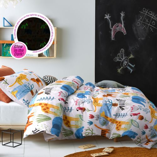 Little Jungle Glow in the Dark Quilt Cover Set by Happy Kids