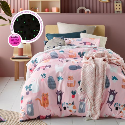 Miaow Glow in the Dark Quilt Cover Set by Happy Kids