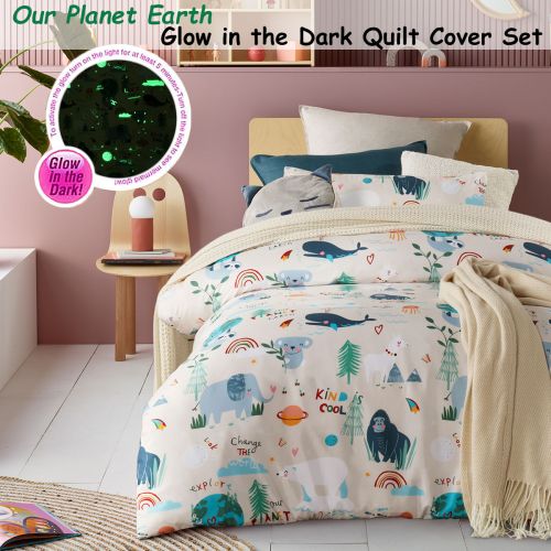 Our Planet Earth Glow in the Dark Quilt Cover Set by Happy Kids