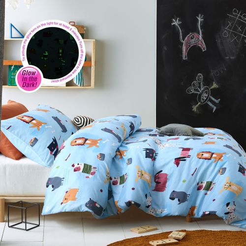 Woof Glow in the Dark Quilt Cover Set by Happy Kids