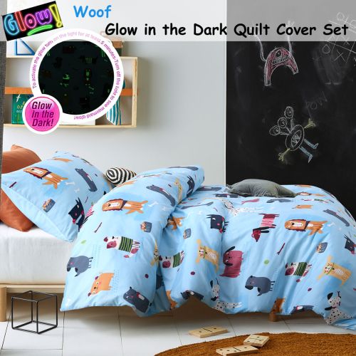 Woof Glow in the Dark Quilt Cover Set by Happy Kids