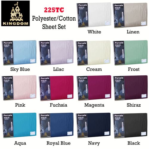 225TC Polyester Cotton Percale Sheet Set 38cm Wall by Kingdom