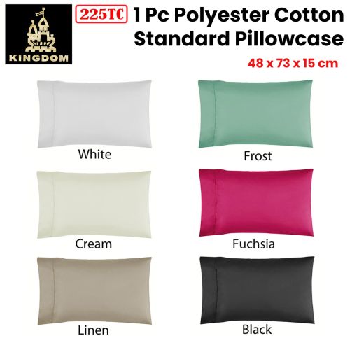 225TC EasyCare Polyester Cotton Standard Pillowcase by Kingdom