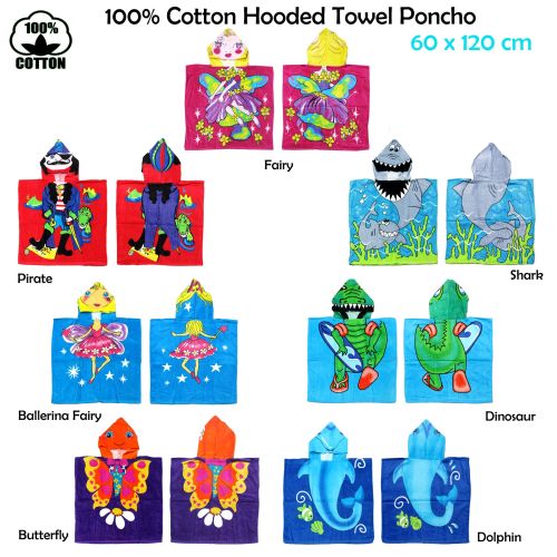 Cute Kids Cotton Hooded Towel Poncho 60 x 120 cm