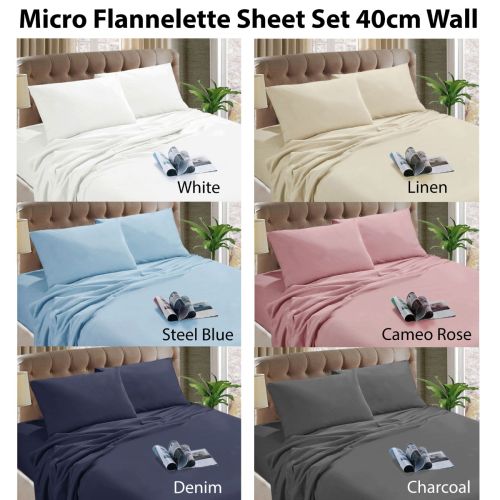 Micro Flannelette Sheet Set 40 cm Wall by Kingtex